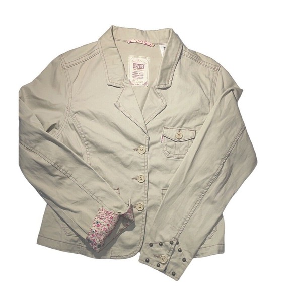 VINTAGE JUNIORS LEVIS‎ TAB TWILLS JACKET LIGHT KHAKI SIZE L - Picture 1 of 12